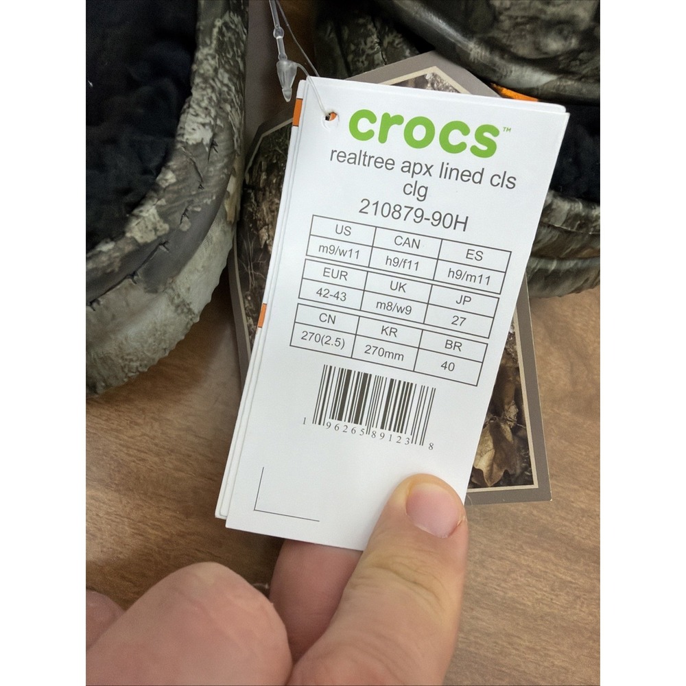 Crocs Realtree APX Lined Classic Camo Clog Men 9 Women 11 Camouflage New Green - Picture 7 of 10